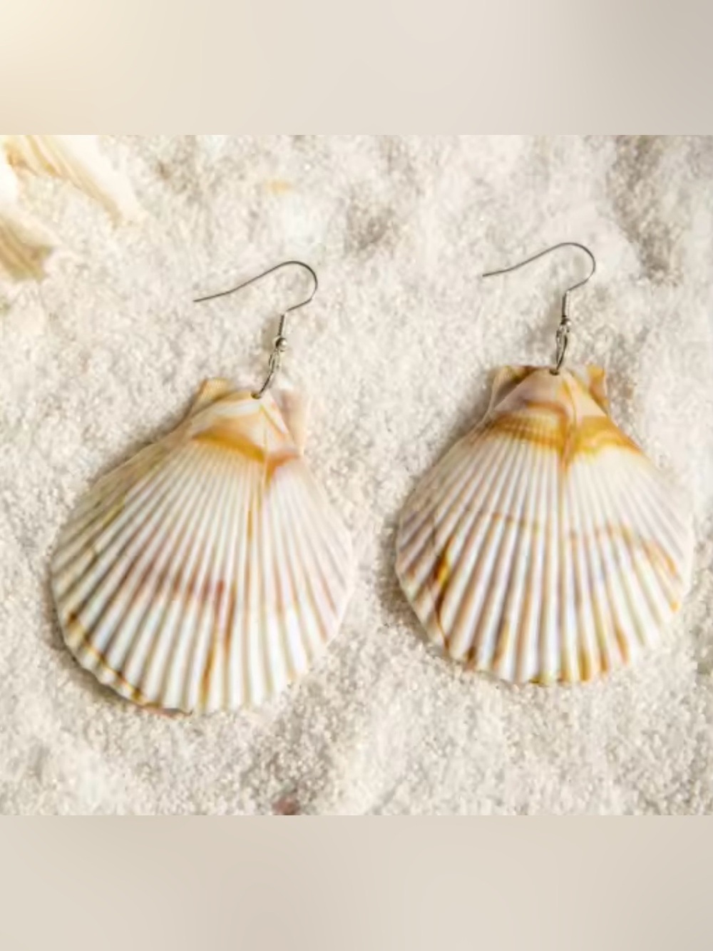 Seashell Drop Earrings - Natural White & Cream